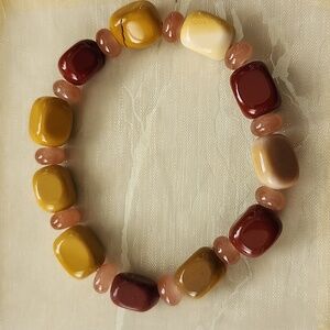 Handmade Yellow Jasper Beaded Stretch Bracelet